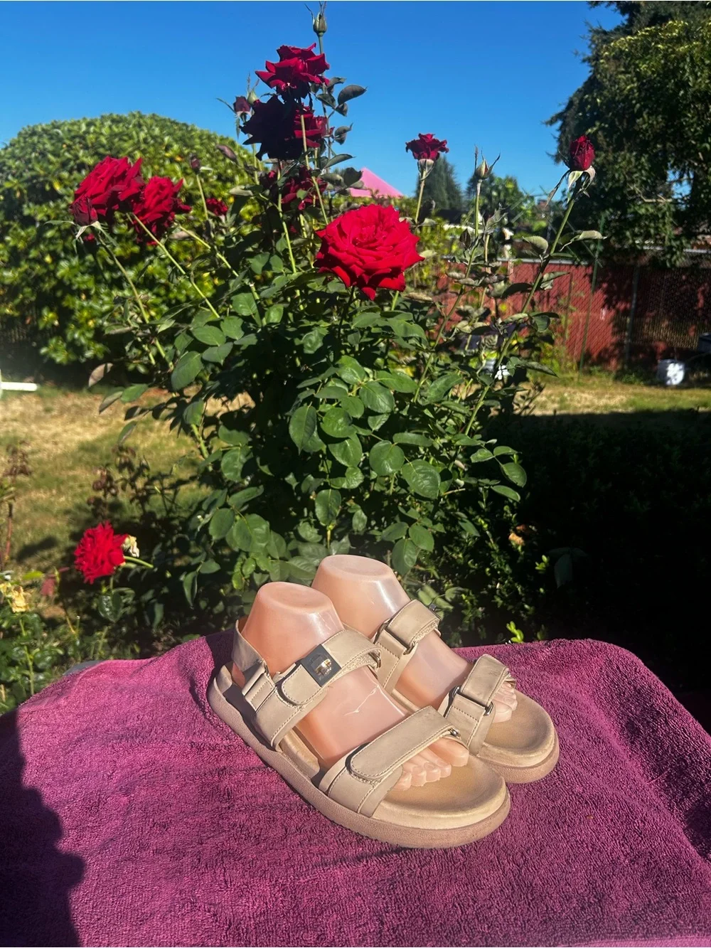 Dream Pairs Women’s Beige Slide Sandals with Buckle Straps Size 8.5